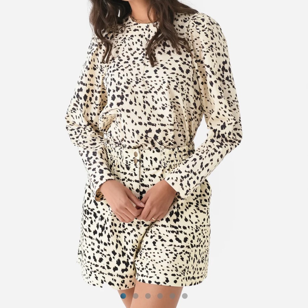 Hunter Bell Harris Top Anima Print Long-Sleeve Blouse Size S black cream